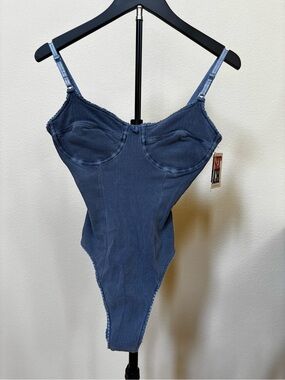 Sunset Beach Blue Waffle Knit Tank